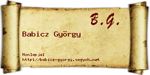 Babicz György névjegykártya